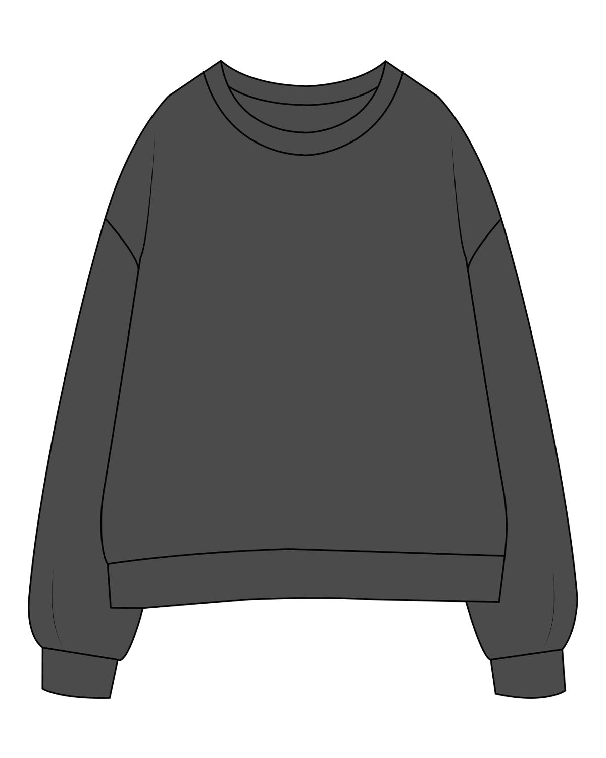 The Womens Crewneck - Washed Black - Uprise Hot Yoga - Back Stacked - Printed - Full Color