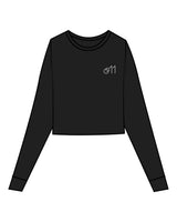 The Micro Rib Crop Long Sleeve - Black - Studio 11 - Left Chest - Printed - White