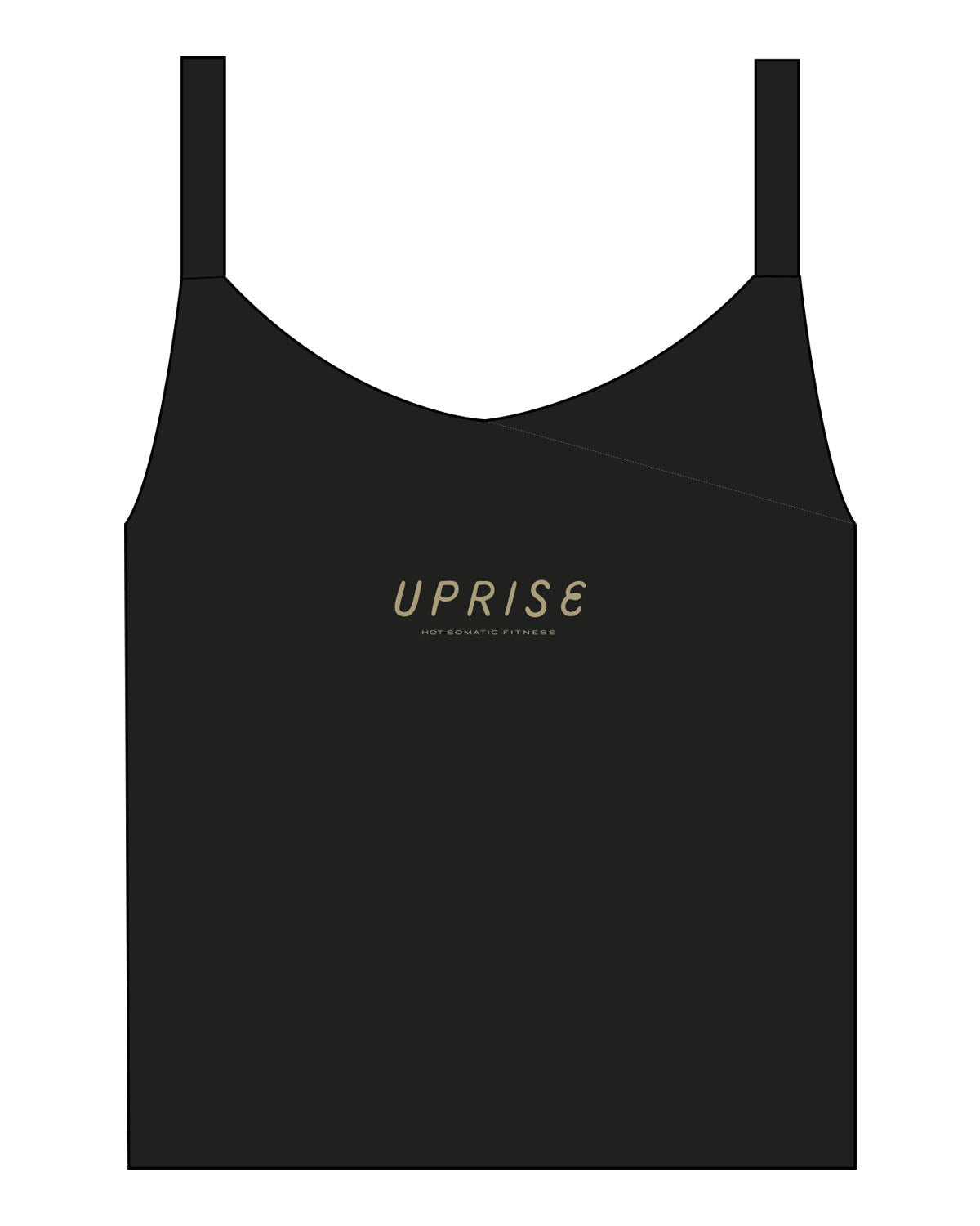 The Micro Rib Strappy Crop Tank - Black - Uprise Hot Yoga - Center Chest Stacked - Printed - Light Tan