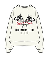 The Womens Heavyweight Crewneck - Off White - Lagree House - Left Chest Stacked & Full Back Center - Flag - Full Color