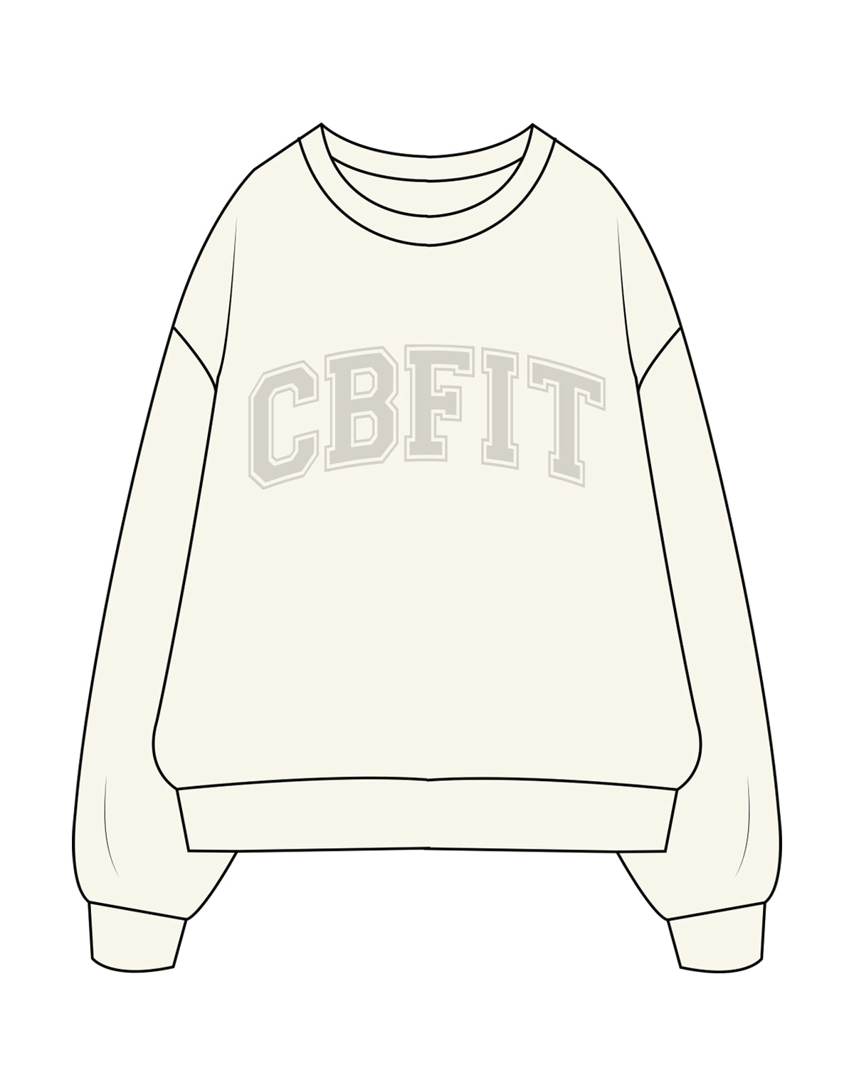 The Womens Heavy Crewneck - Off White - CB Fit - Center Chest - Tone on Tone