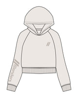 The Womens Crop Hoodie - Bone - Blenders - Left Chest & Right Sleeve - Printed - Tone on Tone