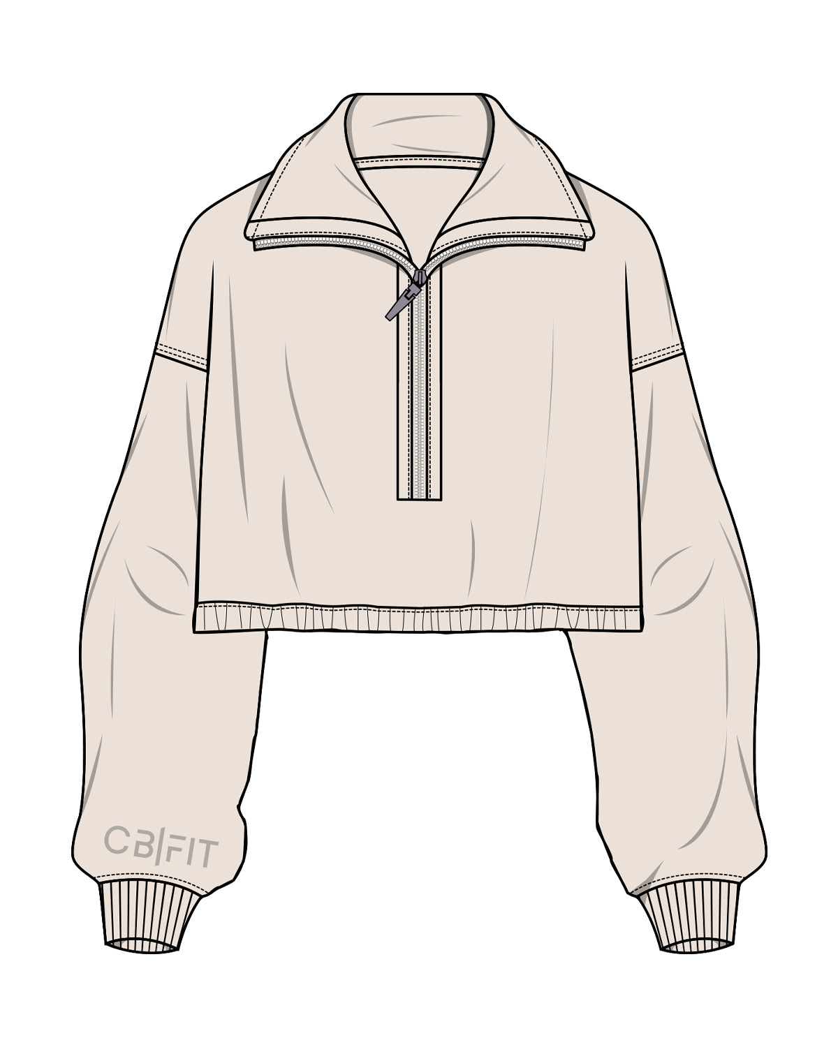 The Suede 1/2 Zip - Latte - CB Fit - Right Wrist - Embroidered Tone on Tone