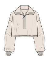 The Suede 1/2 Zip - Latte - CB Fit - Right Wrist - Embroidered Tone on Tone