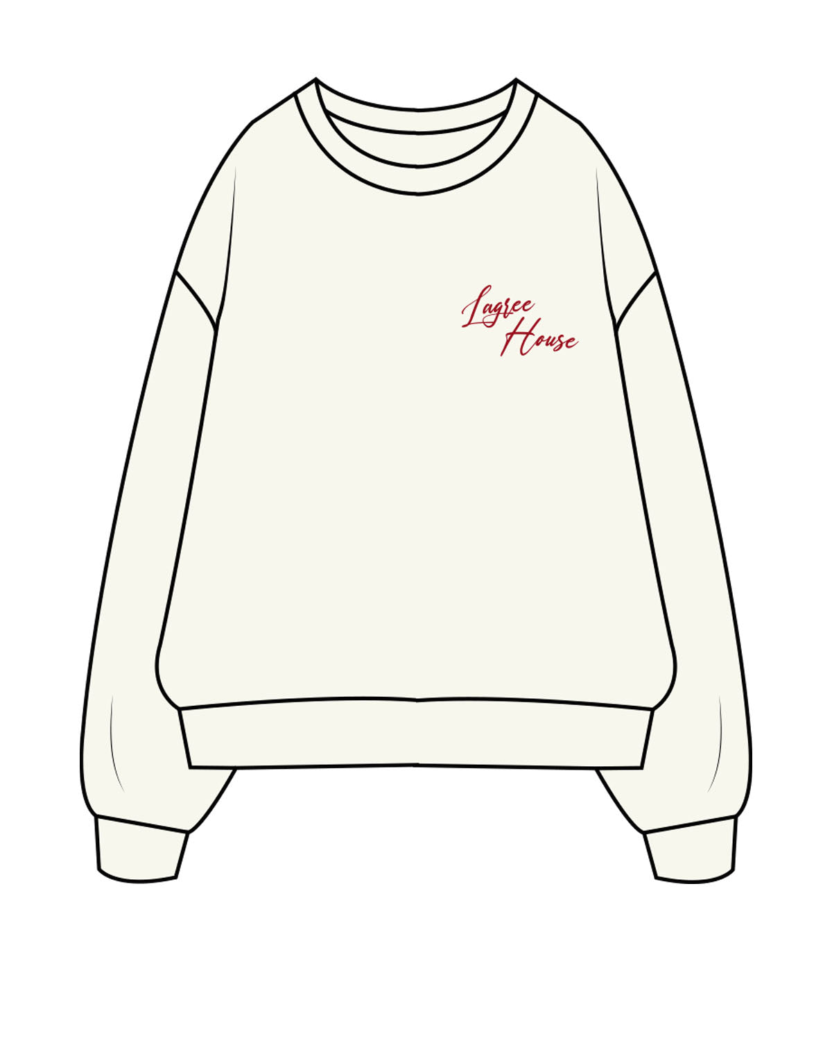 The Womens Heavyweight Crewneck - Off White - Lagree House - Left Chest Stacked & Full Back Center - Flag - Full Color