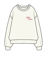 The Womens Heavyweight Crewneck - Off White - Lagree House - Left Chest Stacked & Full Back Center - Flag - Full Color