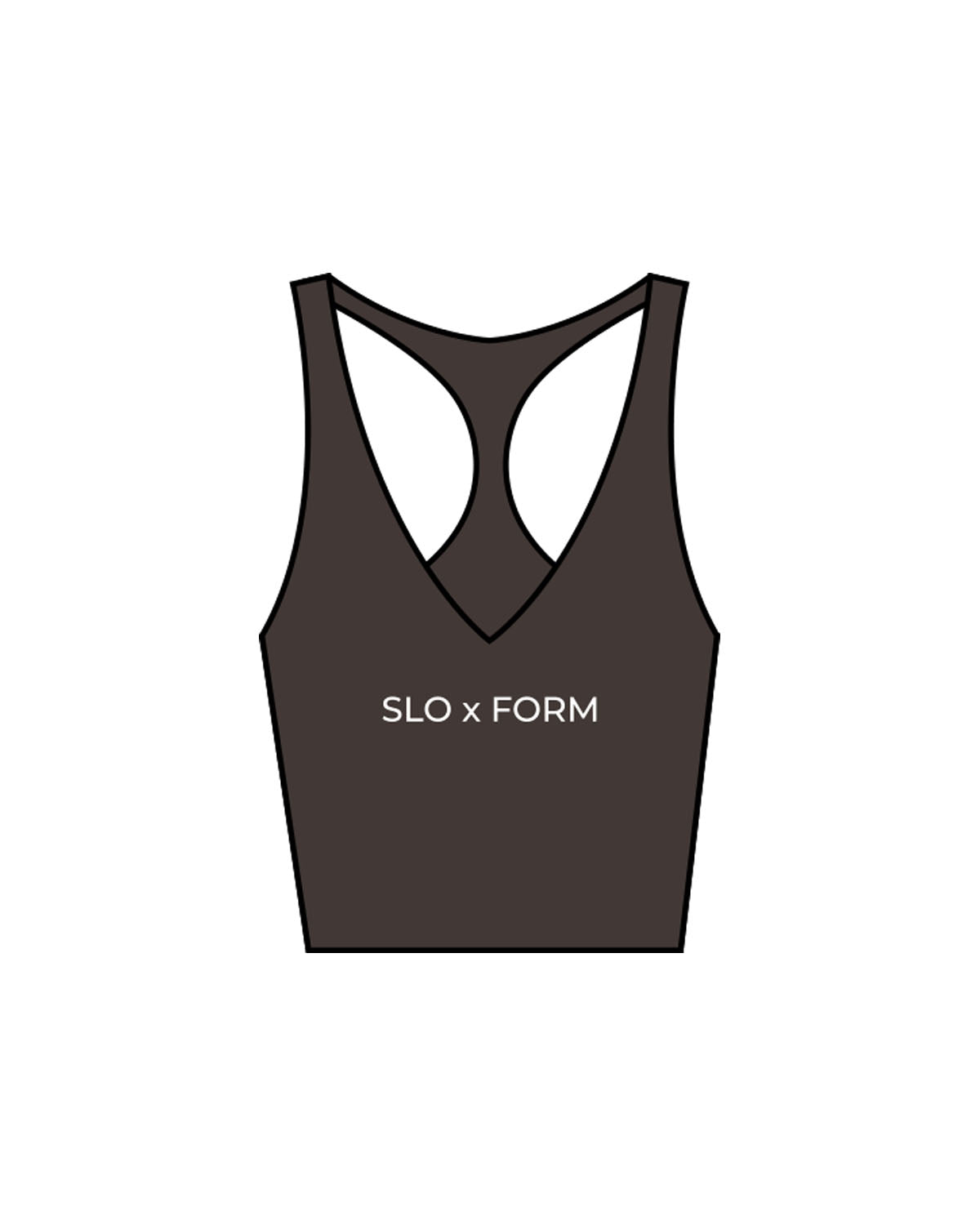 The Racer Tank - Cafe - Slo x Form - Center Chest - "Slo x Form" Logo - Printed - White