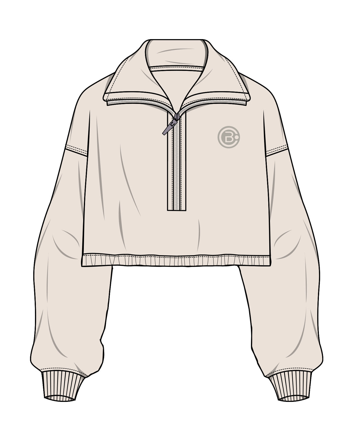 The Suede 1/2 Zip - Latte - CB Fit - Left Chest - Embroidered Tone on Tone