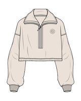 The Suede 1/2 Zip - Latte - CB Fit - Left Chest - Embroidered Tone on Tone