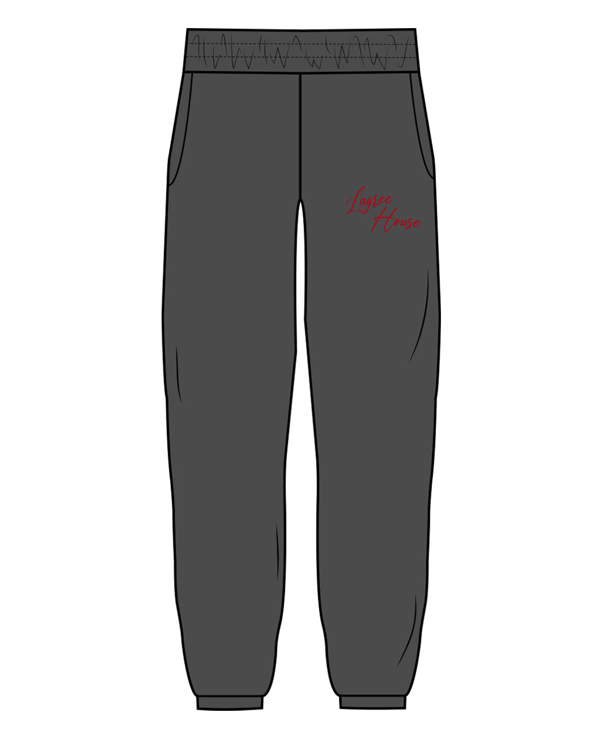 The Mens Sweatpants - Washed Black - Lagree House - Left Leg Stacked - Full Color