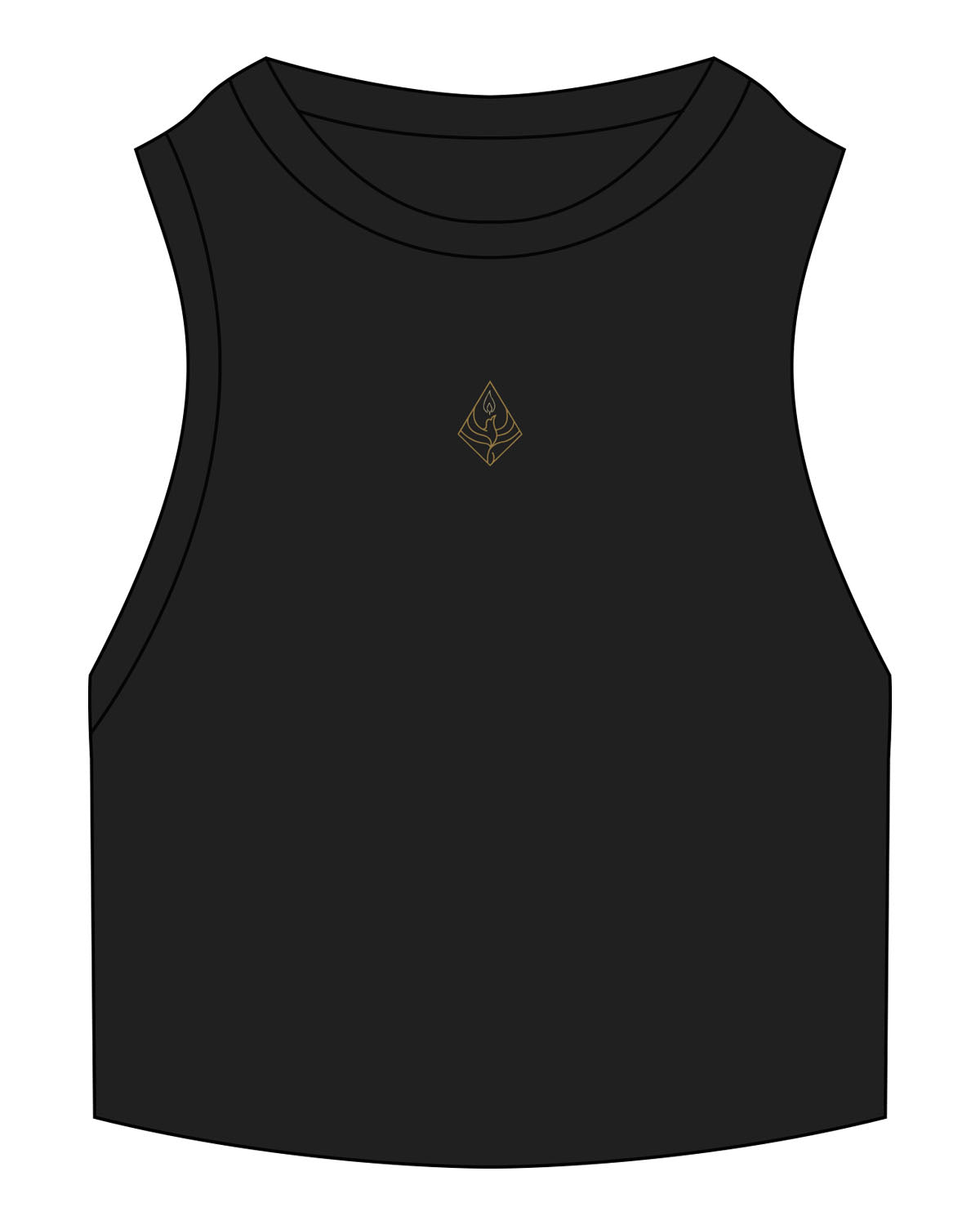The Ribbed Crop Tank - Black - Uprise Hot Yoga - Center Chest - Embroidered - Gold
