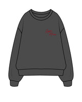 The Womens Crewneck - Washed Black - Lagree House - Left Chest & Full Back - Flag - Full Color