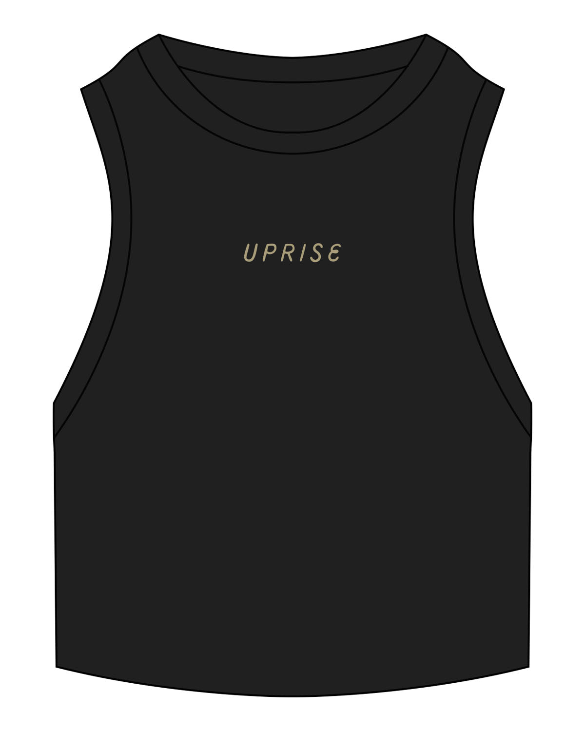 The Ribbed Crop Tank - Black - Uprise Hot Yoga - Center Chest - "UPRISE" - Embroidered - Gold
