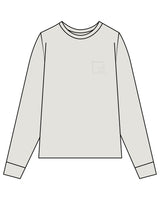 The Womens Heavyweight Long Sleeve - Washed Bone - Slo x Form - Left Chest - Printed - Tone on Tone