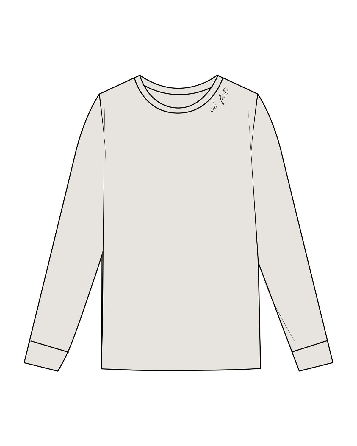 The Womens Heavyweight Long Sleeve - Washed Bone  - CB Fit - Left Neckline - Tone on Tone