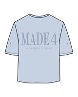 The Womens Oversized Tee - Powder - M4Lagree - Center Chest & Back Stacked - Tone on Tone
