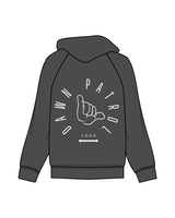 The Mens Hoodie - Washed Black - Dawn Patrol - Left Chest & Back Center - White
