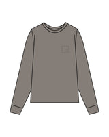 The Womens Heavyweight Long Sleeve - Washed Gray - Slo x Form - Left Chest - Printed - Tone on Tone
