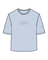 The Womens Oversized Tee - Powder - M4Lagree - Center Chest & Back Stacked - Tone on Tone