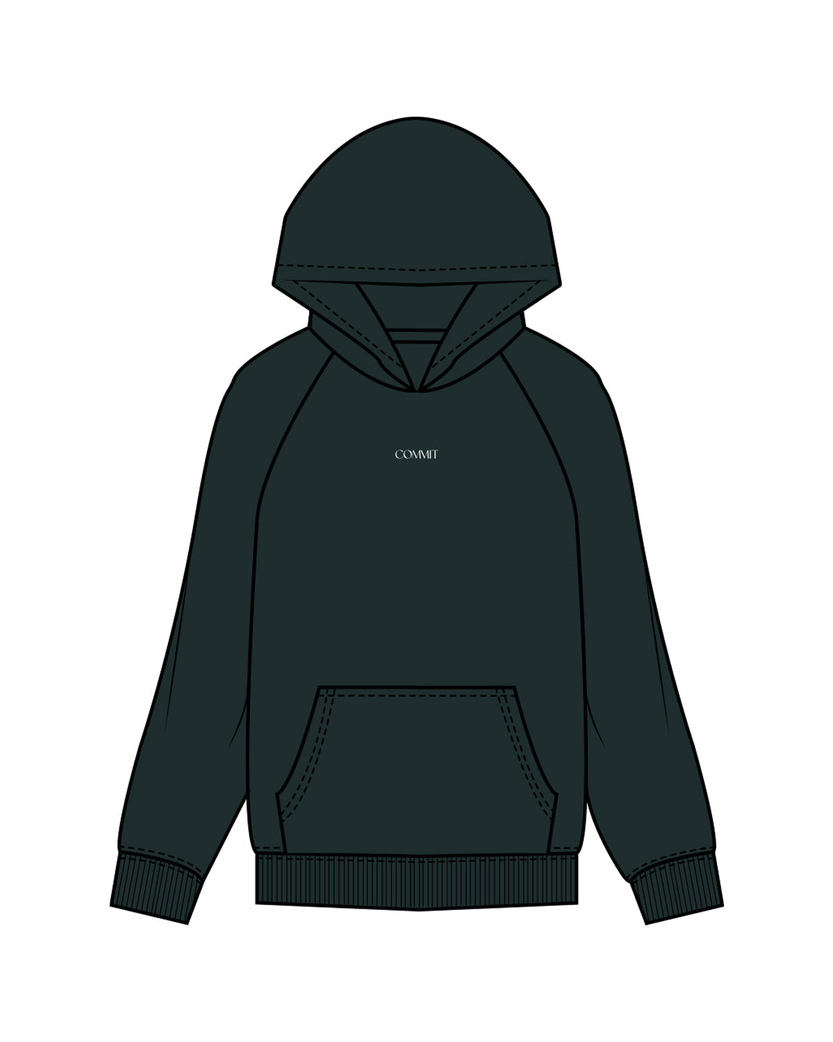 Commit Fitness - Men's Hoodie - Pine Green with White