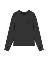 The Womens Heavyweight Long Sleeve - Washed Black - Slo x Form - Left Chest - Printed - Black