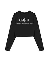 The Crop Long Sleeve - Black - CB Fit - Left Chest & Back Stacked - White