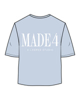 The Womens Oversized Tee - Powder - M4Lagree - Center Chest & Back Stacked - White