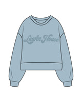 The Womens Heavyweight Crop - Denim Blue - Lagree House - Center Chest - Tone on Tone
