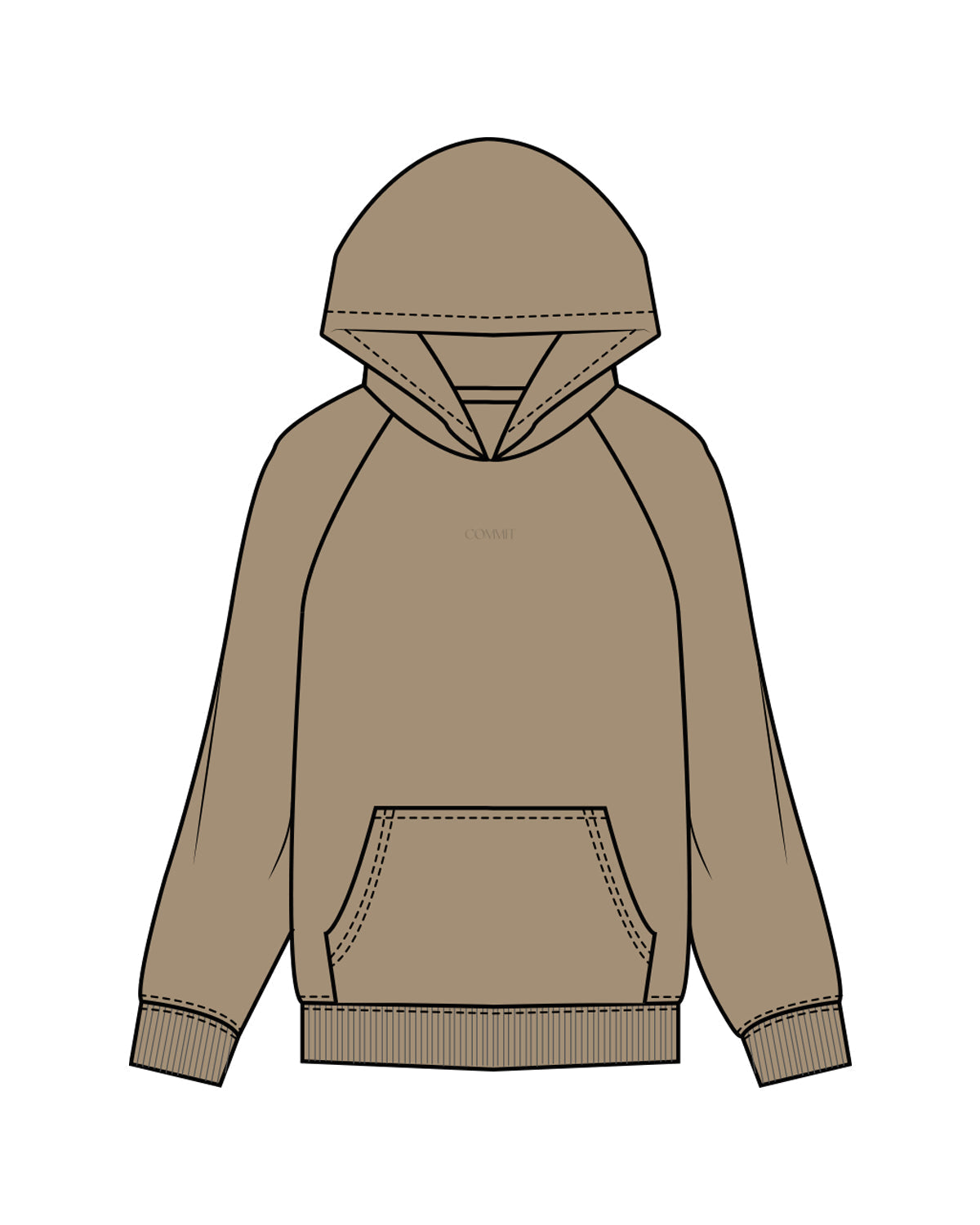 Commit Fitness - Men's Hoodie - Sand with Tone on Tone