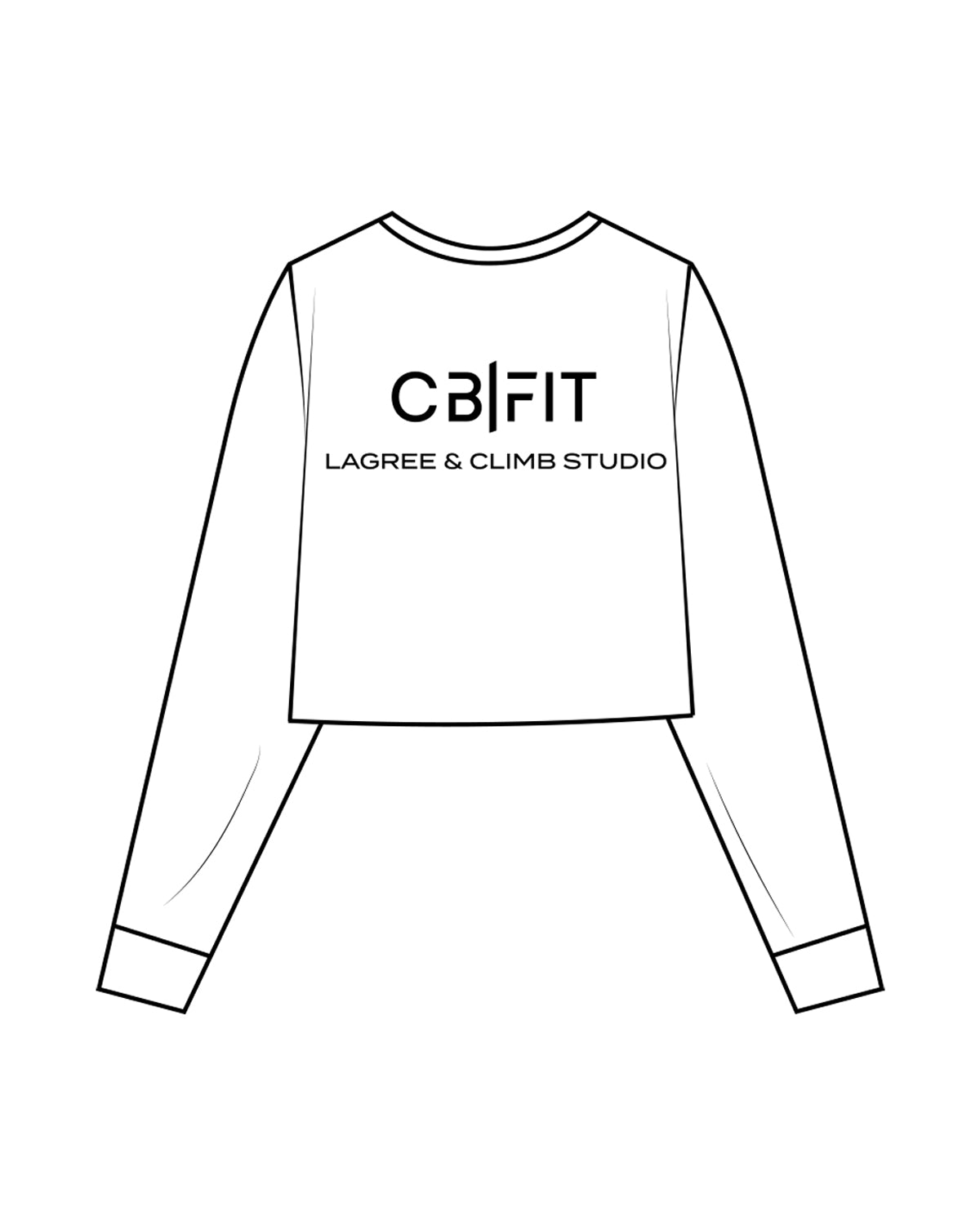 The Crop Long Sleeve - White - CB Fit - Left Chest & Back Stacked - Black
