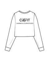 The Crop Long Sleeve - White - CB Fit - Left Chest & Back Stacked - Black