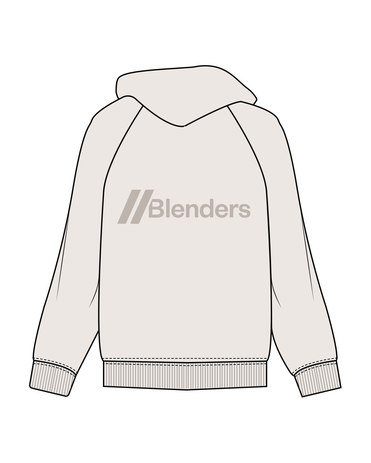 The Mens Heavyweight Hoodie - Bone - Blenders - Left Chest & Center Back - Printed - Tone on Tone