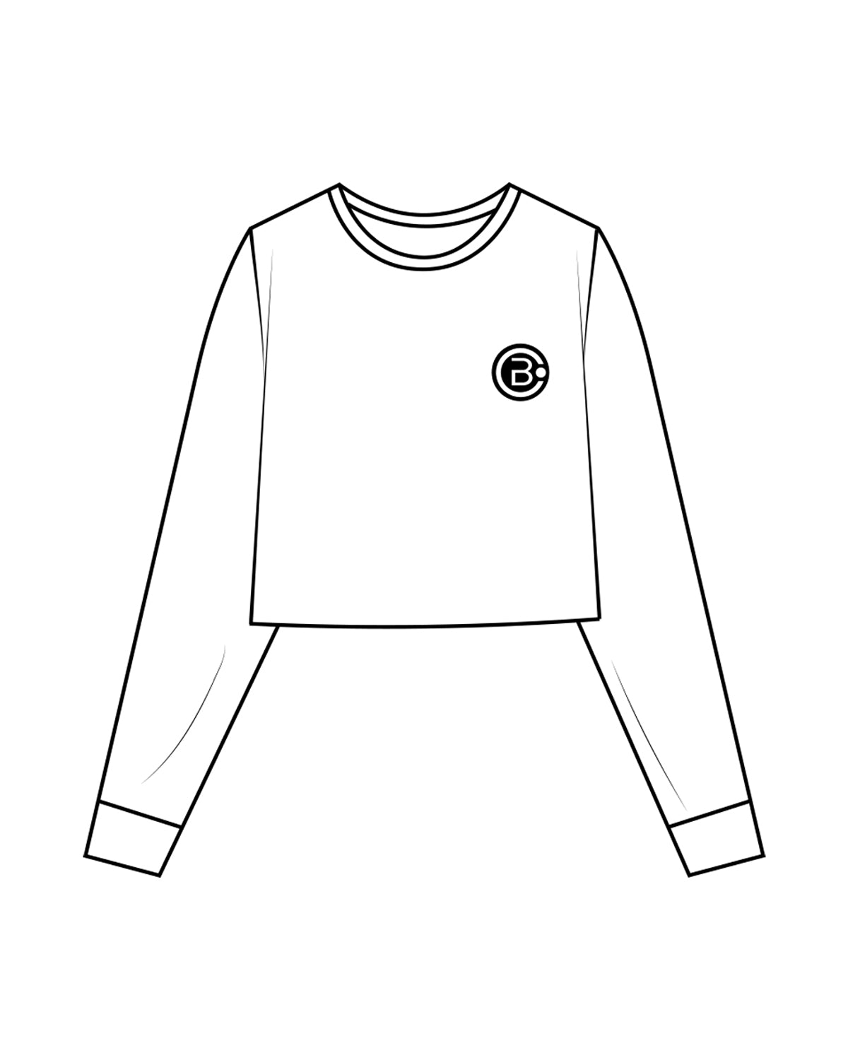The Crop Long Sleeve - White - CB Fit - Left Chest & Back Stacked - Black