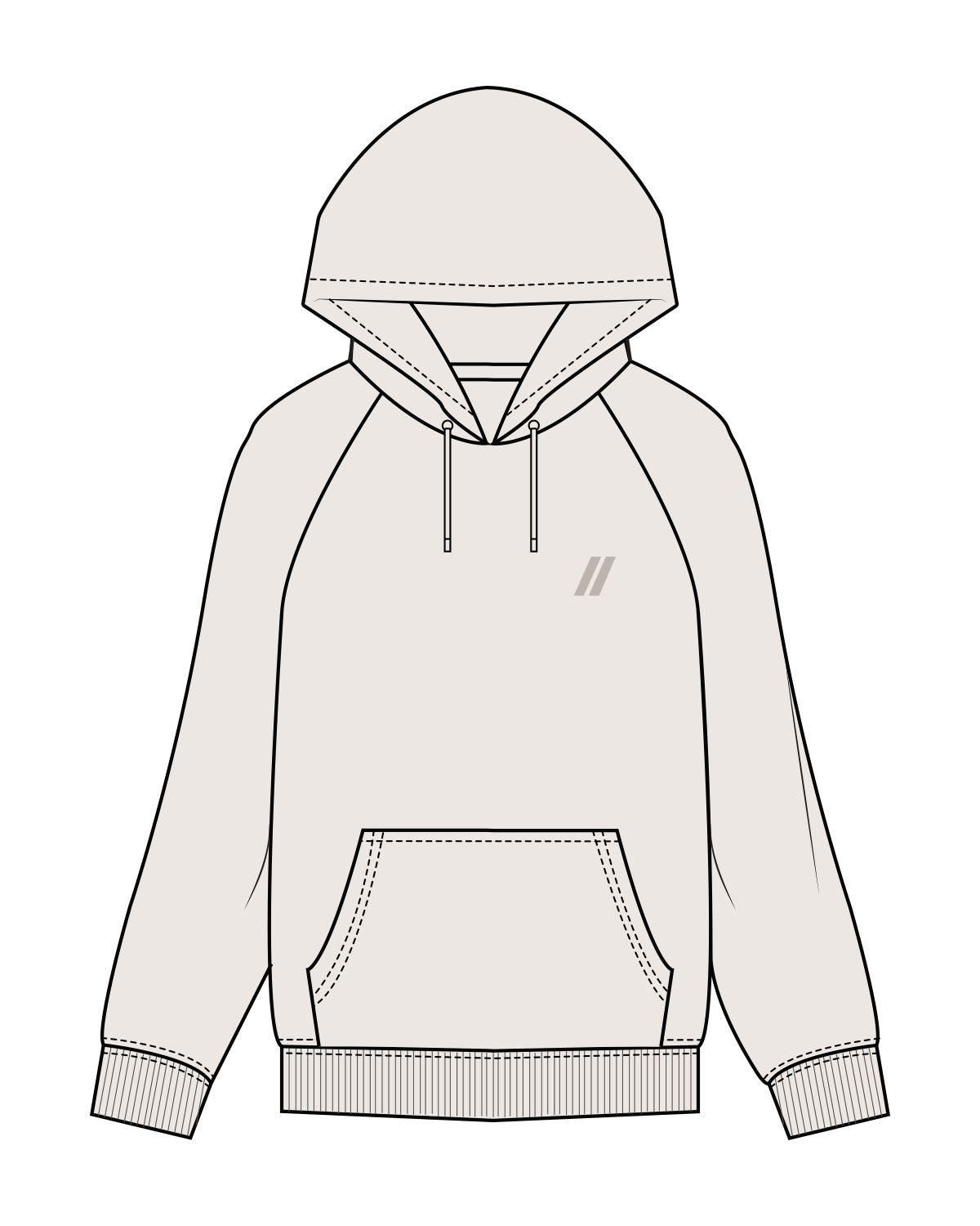 The Mens Heavyweight Hoodie - Bone - Blenders - Left Chest & Center Back - Printed - Tone on Tone