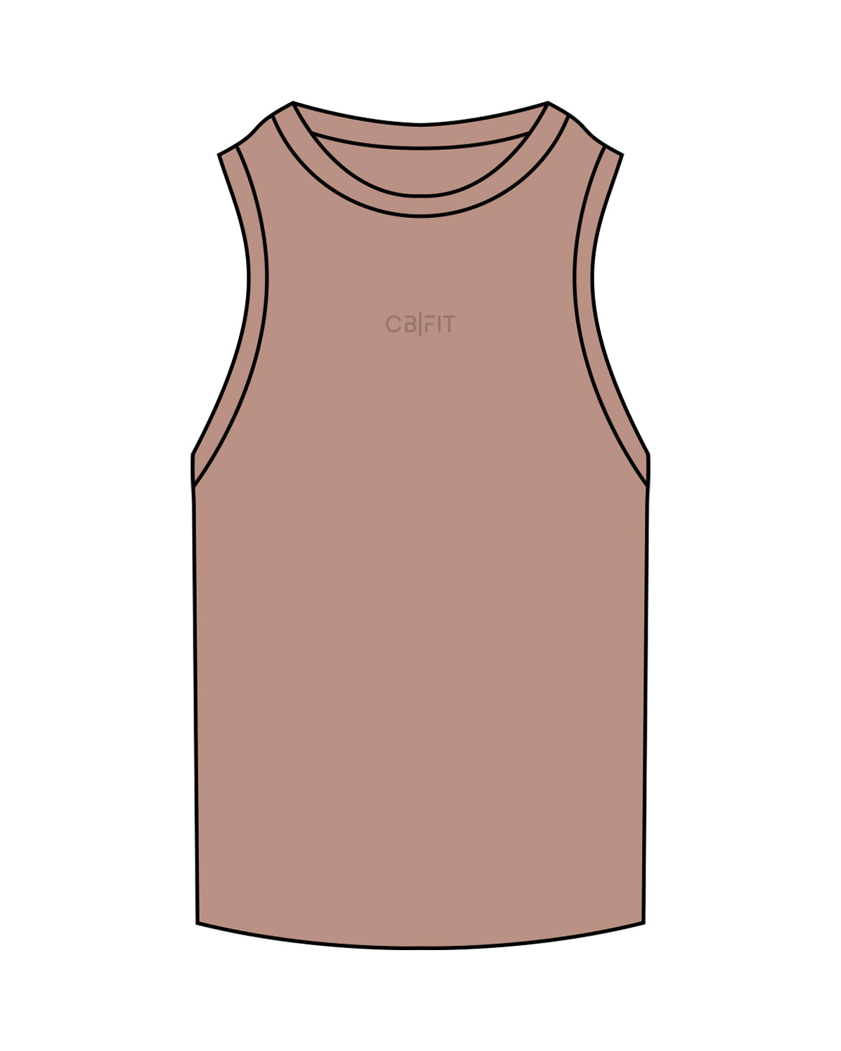 The Ribbed Full Length Tank - Clay - CB Fit - Center Chest - Embroidered Tone on Tone