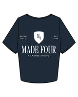 The Crop Tee - Navy - M4Lagree - Left Chest "M4" & Back Stacked "M4" - White