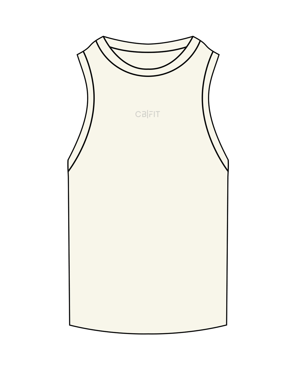 The Ribbed Full Length Tank - Off White - CB Fit - Center Chest - Embroidered Tone on Tone