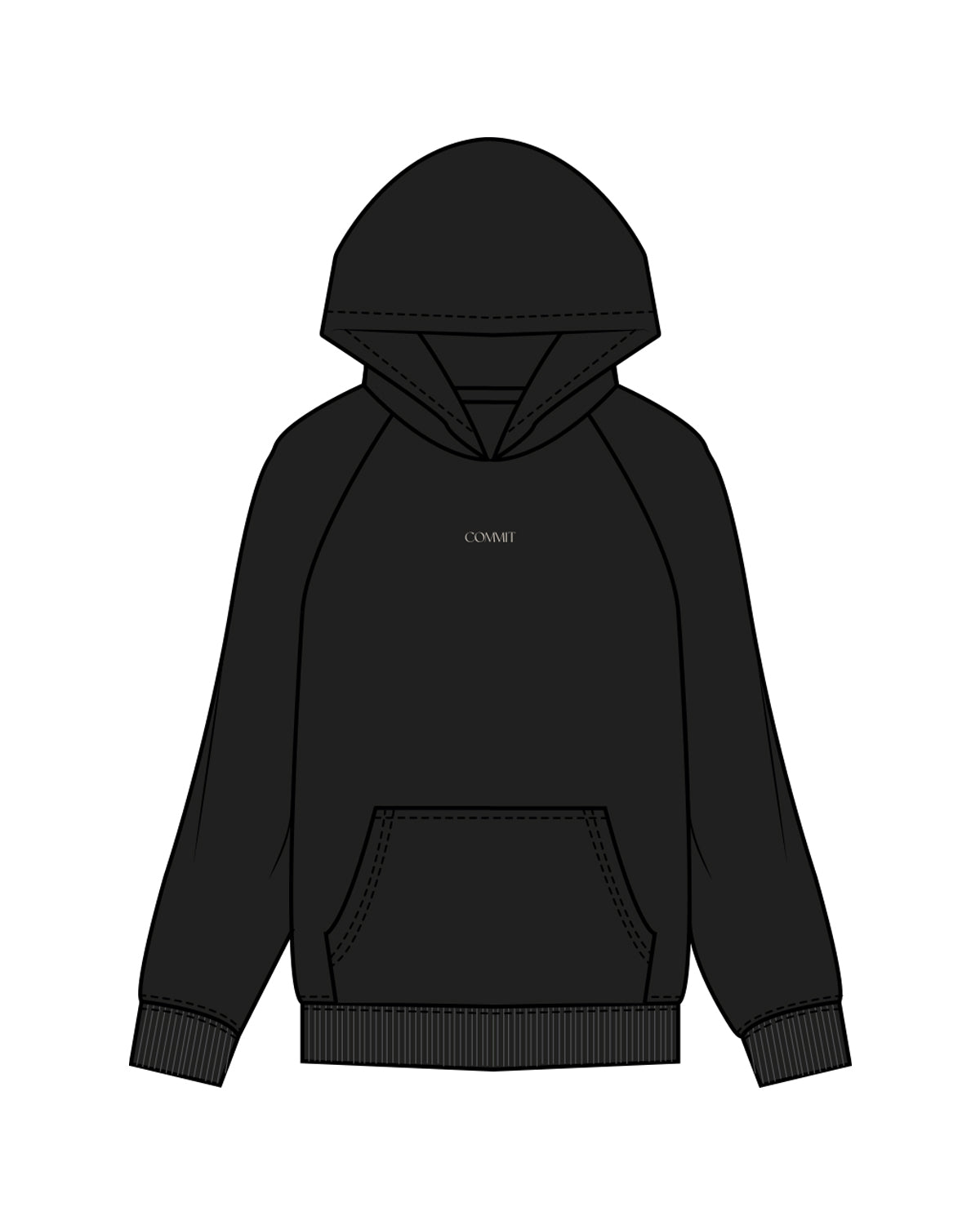 Commit Fitness - Men's Hoodie - Black with Oat