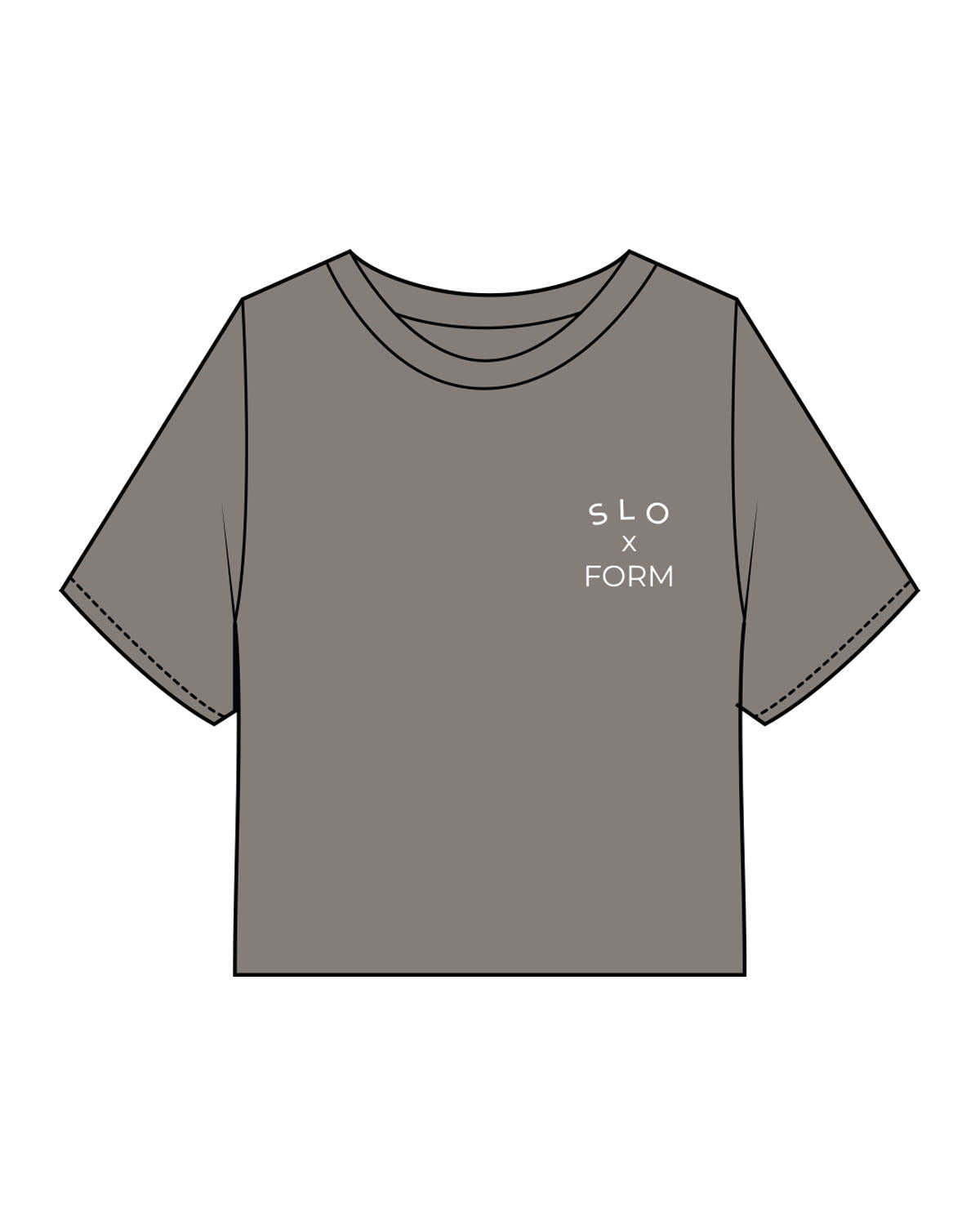 The Heavyweight Crop Tee - Washed Gray - Slo x Form - Left Chest Stacked - Printed - White