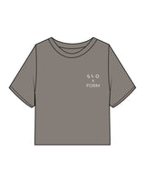 The Heavyweight Crop Tee - Washed Gray - Slo x Form - Left Chest Stacked - Printed - White