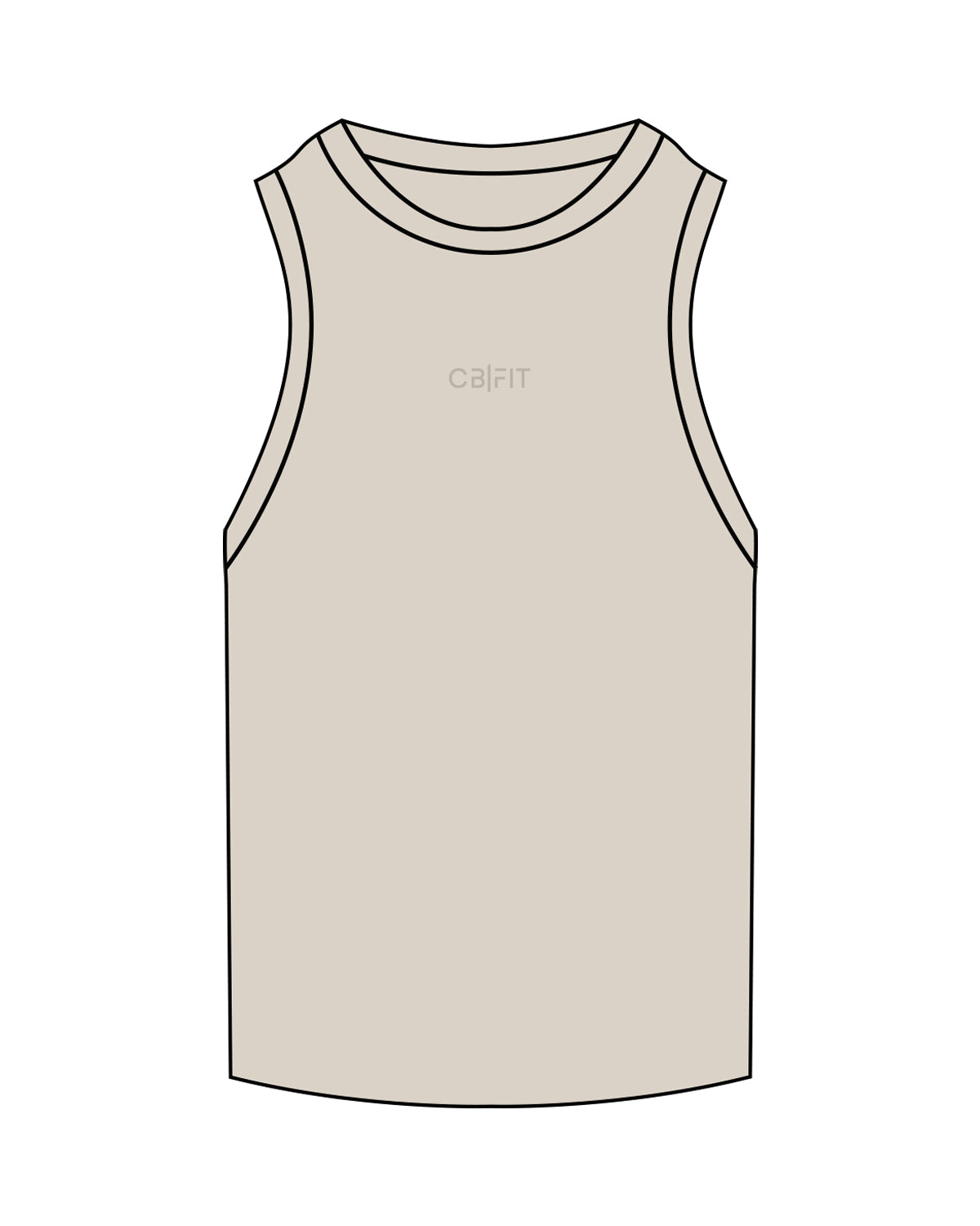 The Ribbed Full Length Tank - Bone - CB Fit - Center Chest - Embroidered Tone on Tone