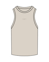 The Ribbed Full Length Tank - Bone - CB Fit - Center Chest - Embroidered Tone on Tone