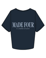 The Crop Tee - Navy - M4Lagree - Left Chest Stacked & Back Center Stacked - Light Blue