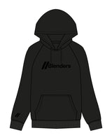 The Mens Heavyweight Hoodie - Black - Blenders - Center Chest & Right Wrist  - Printed - Tone on Tone