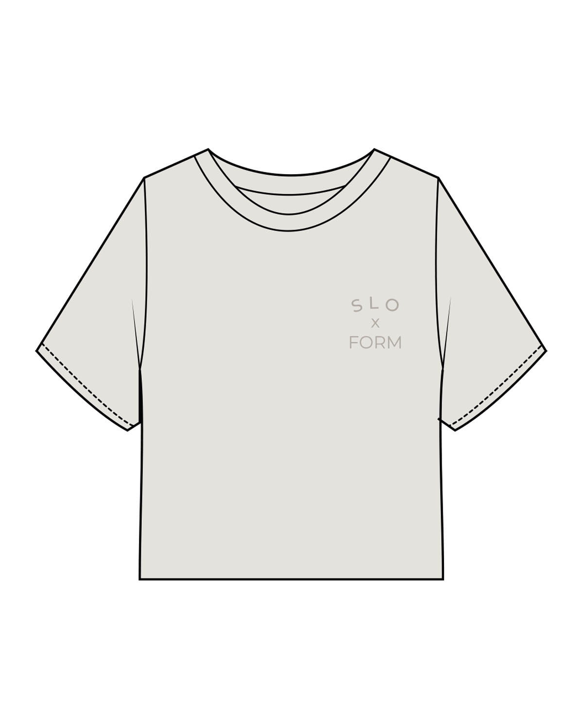 The Heavyweight Crop Tee - Washed Bone - Slo x Form- Left Chest Stacked - Printed - Tone on Tone