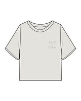 The Heavyweight Crop Tee - Washed Bone - Slo x Form- Left Chest Stacked - Printed - Tone on Tone