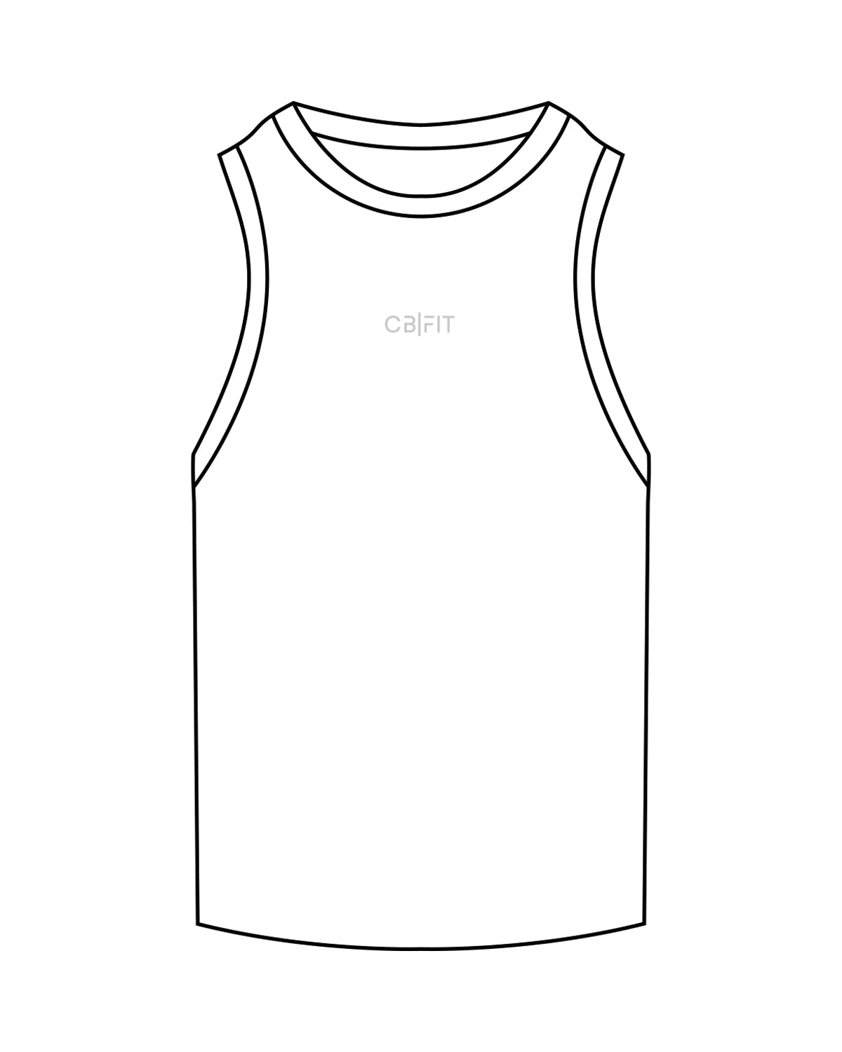 The Ribbed Full Length Tank - White - CB Fit - Center Chest - Embroidered Light Gray