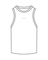 The Ribbed Full Length Tank - White - CB Fit - Center Chest - Embroidered Light Gray