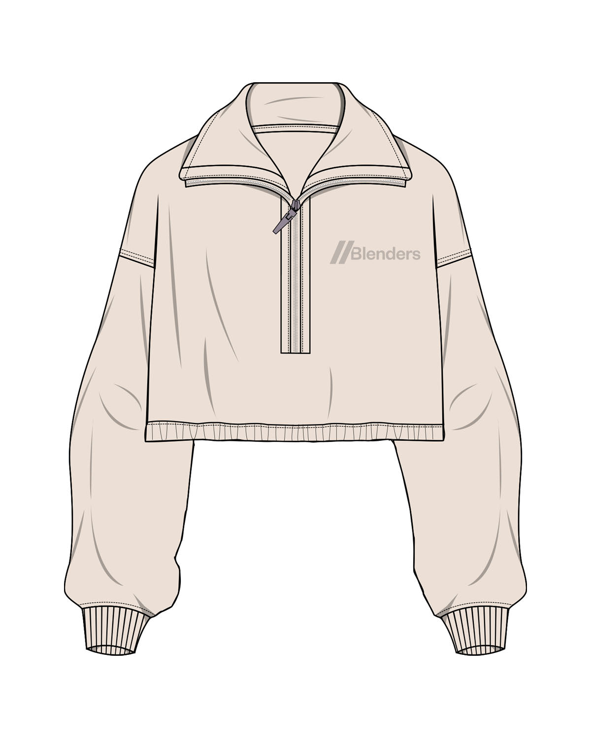 The Suede 1/2 Zip - Latte - Blenders - Left Chest - Embroidered - Tone on Tone