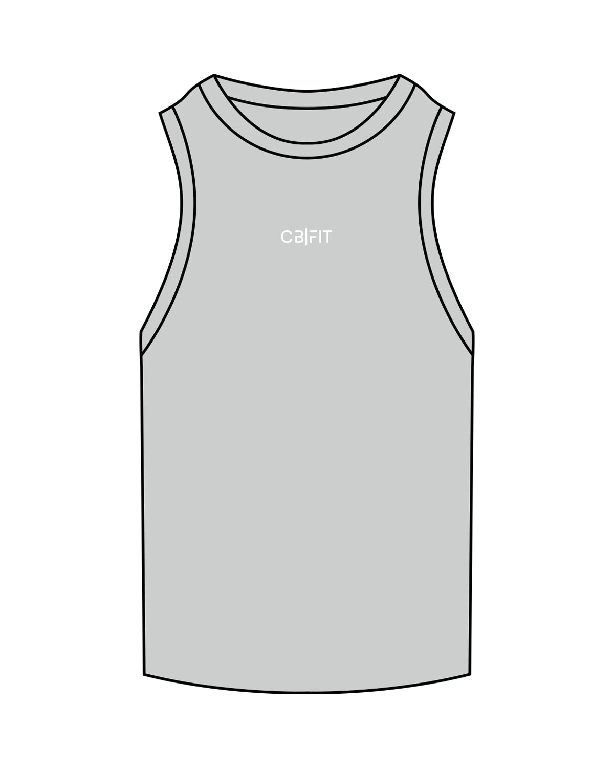 The Ribbed Full Length Tank - Storm - CB Fit - Center Chest - Embroidered White